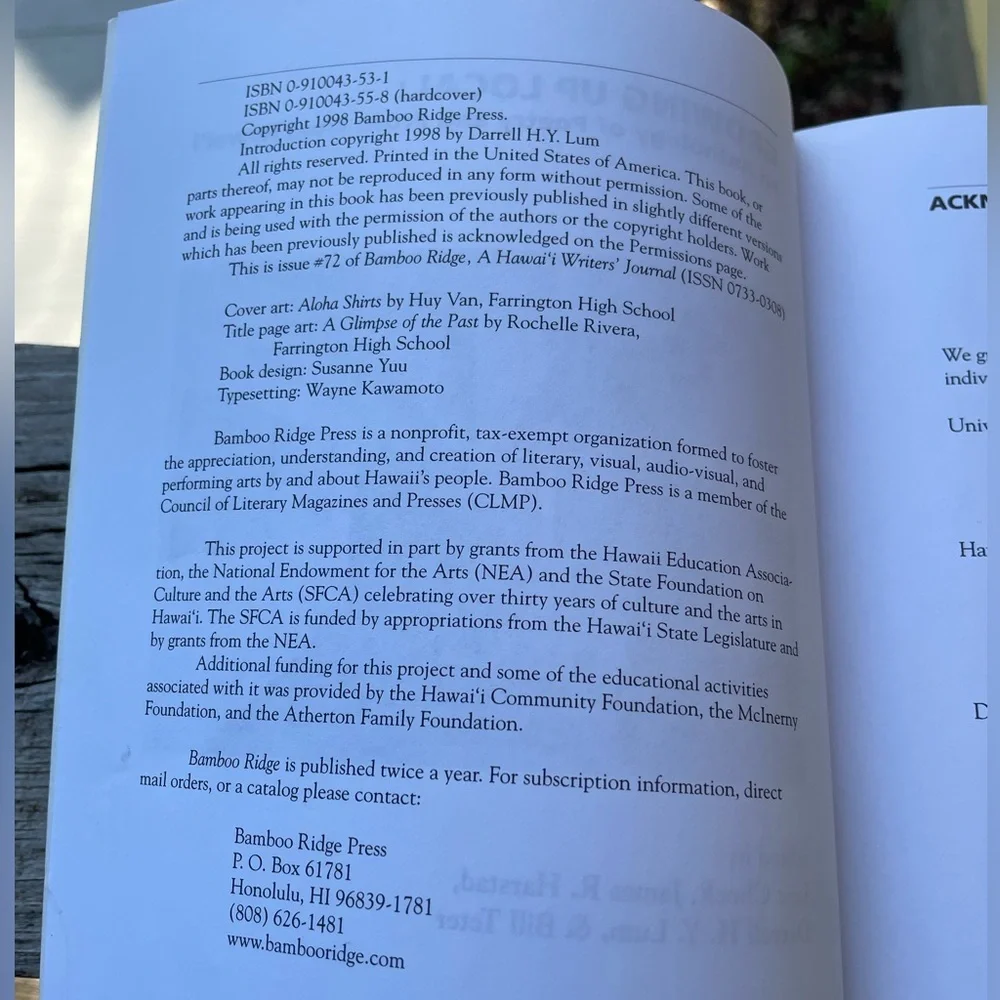 Growing Up Local an anthology of poetry and prose from Hawaii Softcover Book